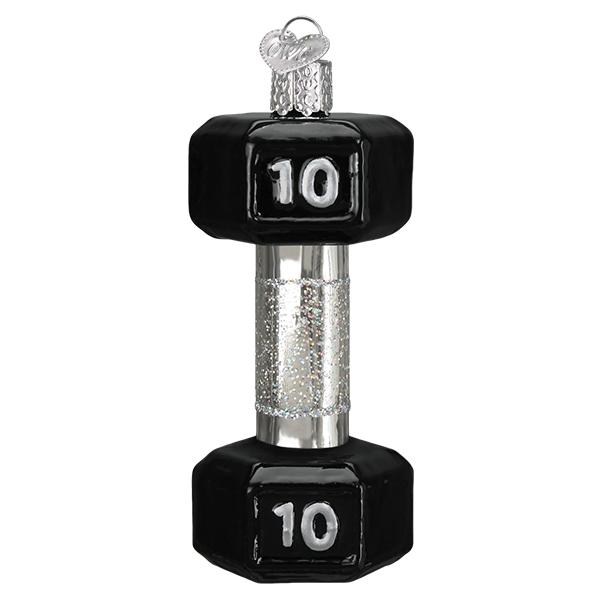 Workout Weightlifting Dumbbell Ten Pounds - Blown Glass Tree Ornament by Old World Christmas