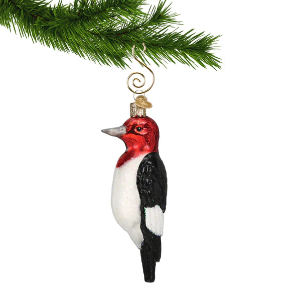 Red Headed Woodpecker Old World Christmas Ornament