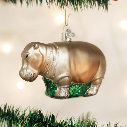 Hippopotamus Blown Glass Tree Ornament by Old World Christmas