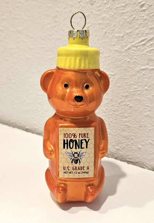 Vintage-Style Honey Bear Glass Christmas Tree Hanging Ornament