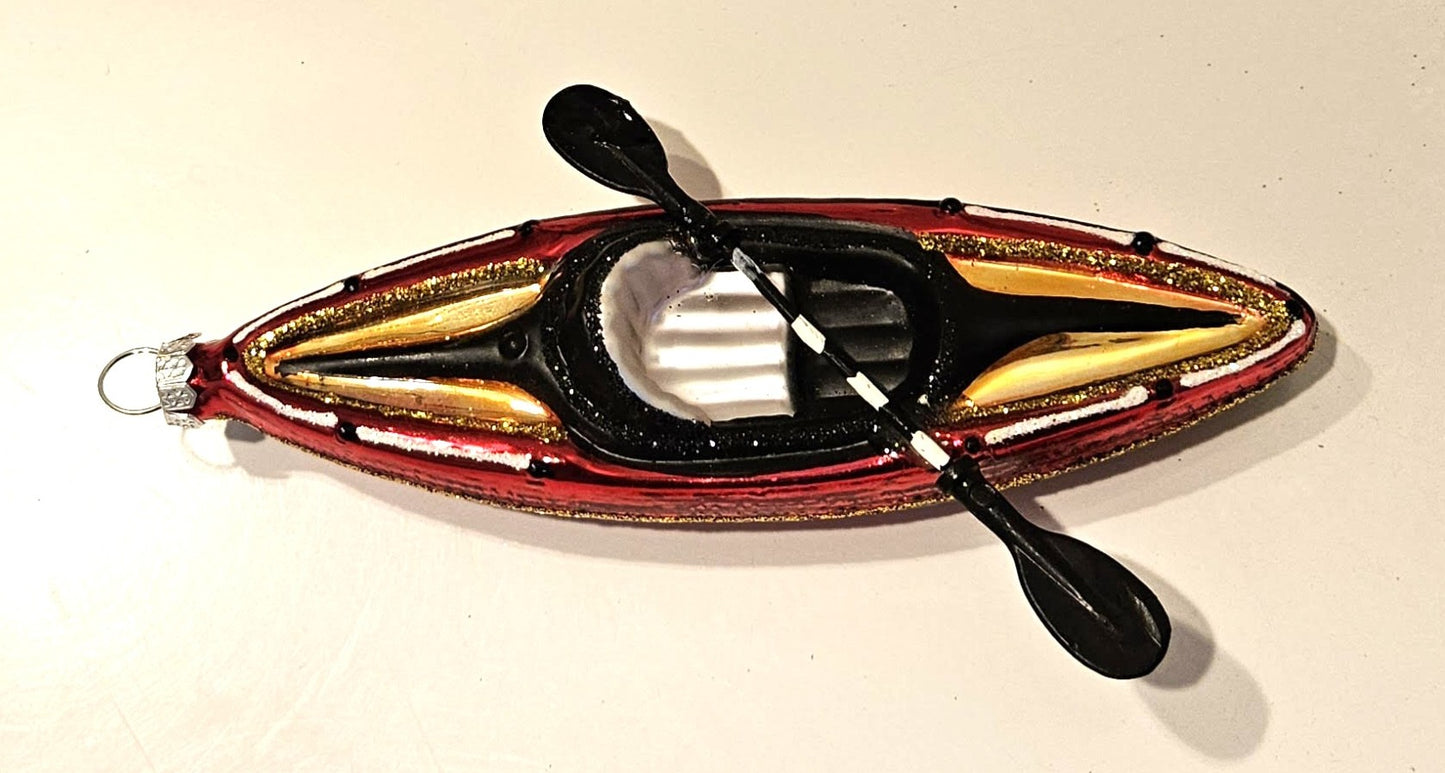 Kayak - Sports Themed Glass Christmas Tree Hanging Ornament