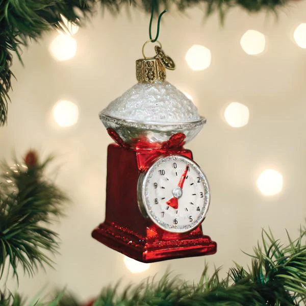 Red Kitchen Food Scale - Blown Glass Tree Ornament by Old World Christmas - RETIRED