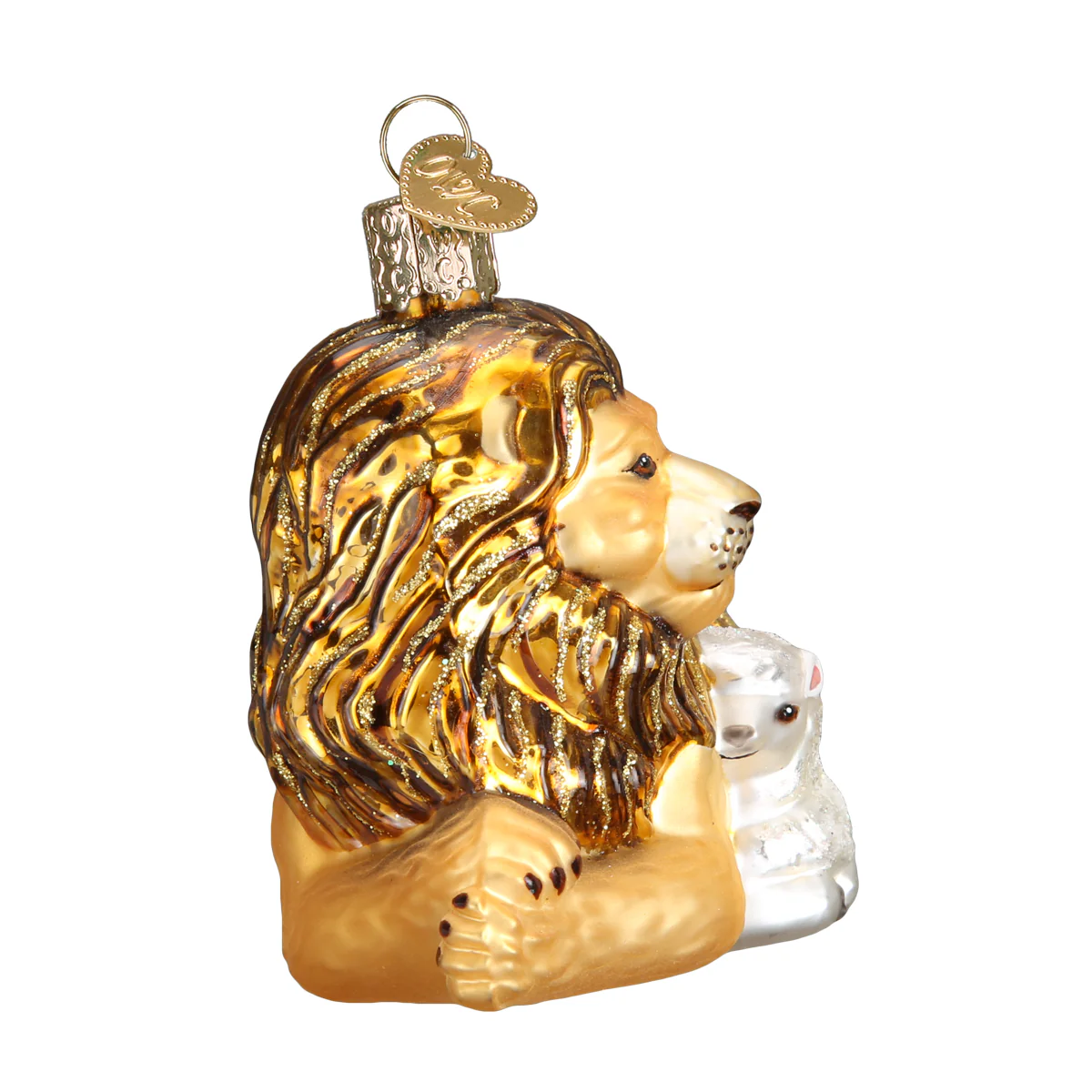 Lion and Lamb Blown Glass Tree Ornament by Old World Christmas