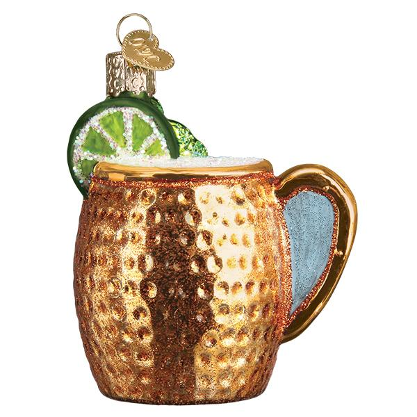 Moscow Mule Copper Mug Ornament - Hand Painted Blown Glass by Old World Christmas