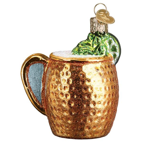 Moscow Mule Copper Mug Ornament - Hand Painted Blown Glass by Old World Christmas