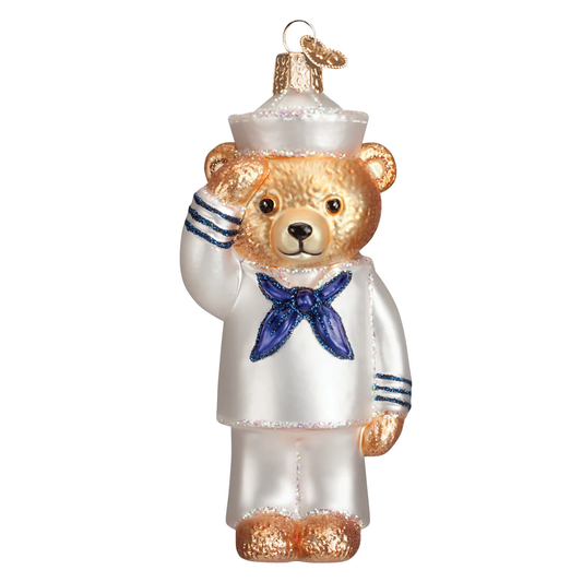 Navy Bear - Blown Glass Military Sailor Tree Ornament by Old World Christmas