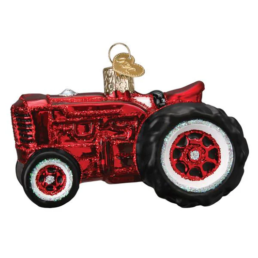 Old Farm Red Tractor Blown Glass Tree Ornament by Old World Christmas