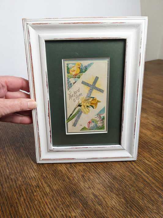 1909 Vintage Framed Easter "The Lord is Risen" Postcard