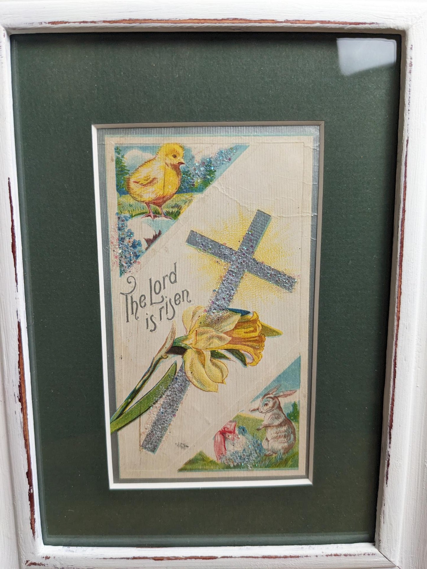 1909 Vintage Framed Easter "The Lord is Risen" Postcard