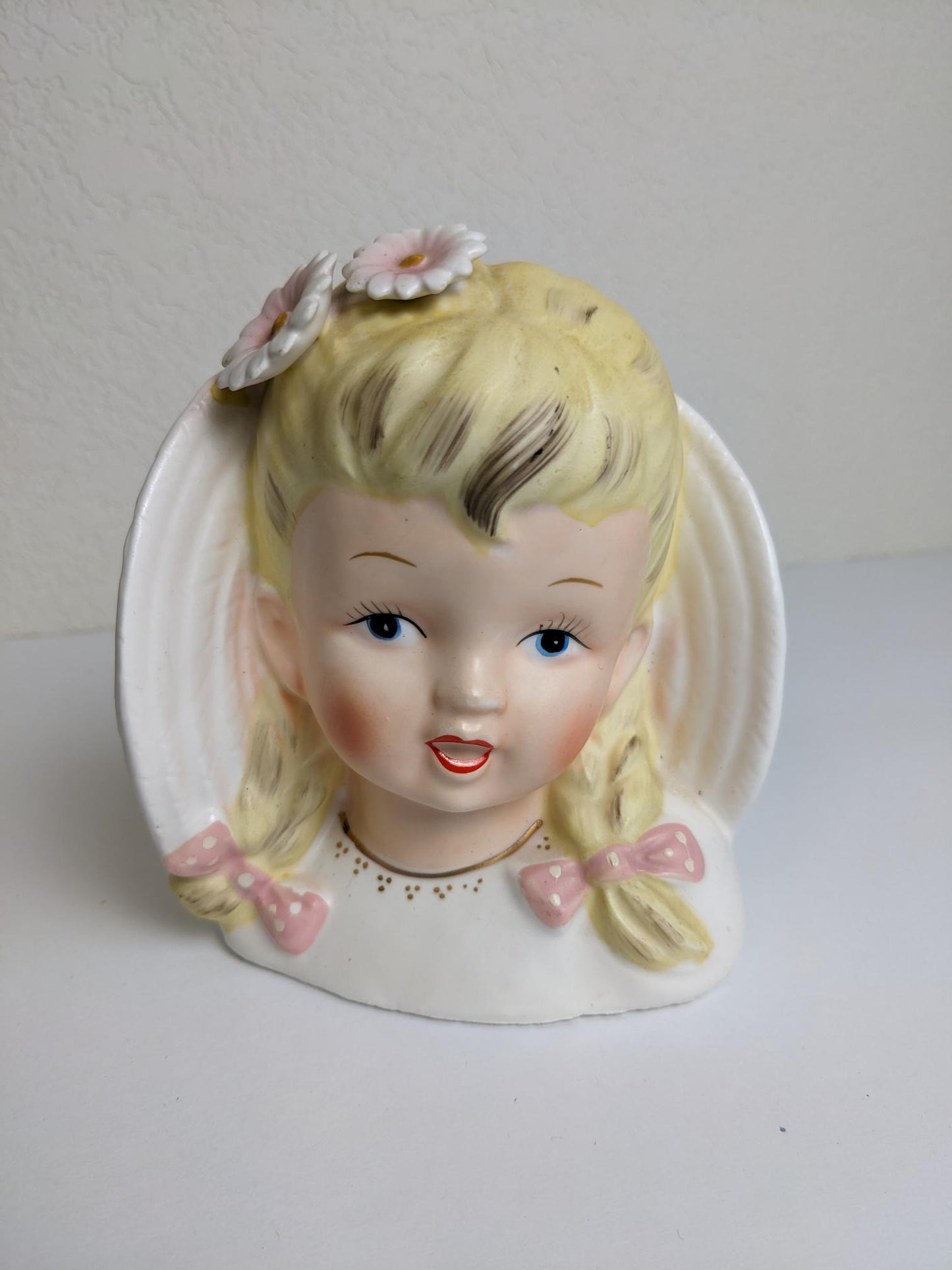 Vintage Rare Enesco Girl Planter Vase