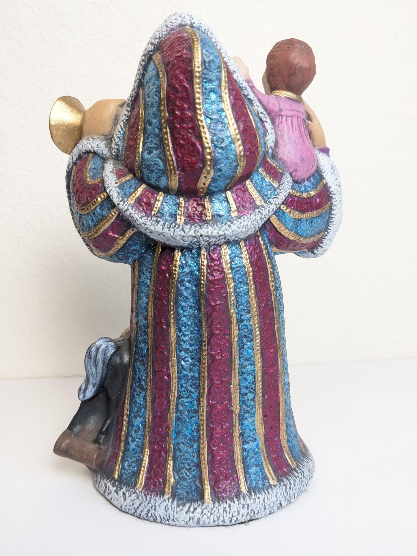 Vintage Santa Claus Holding Girl Christmas Figurine