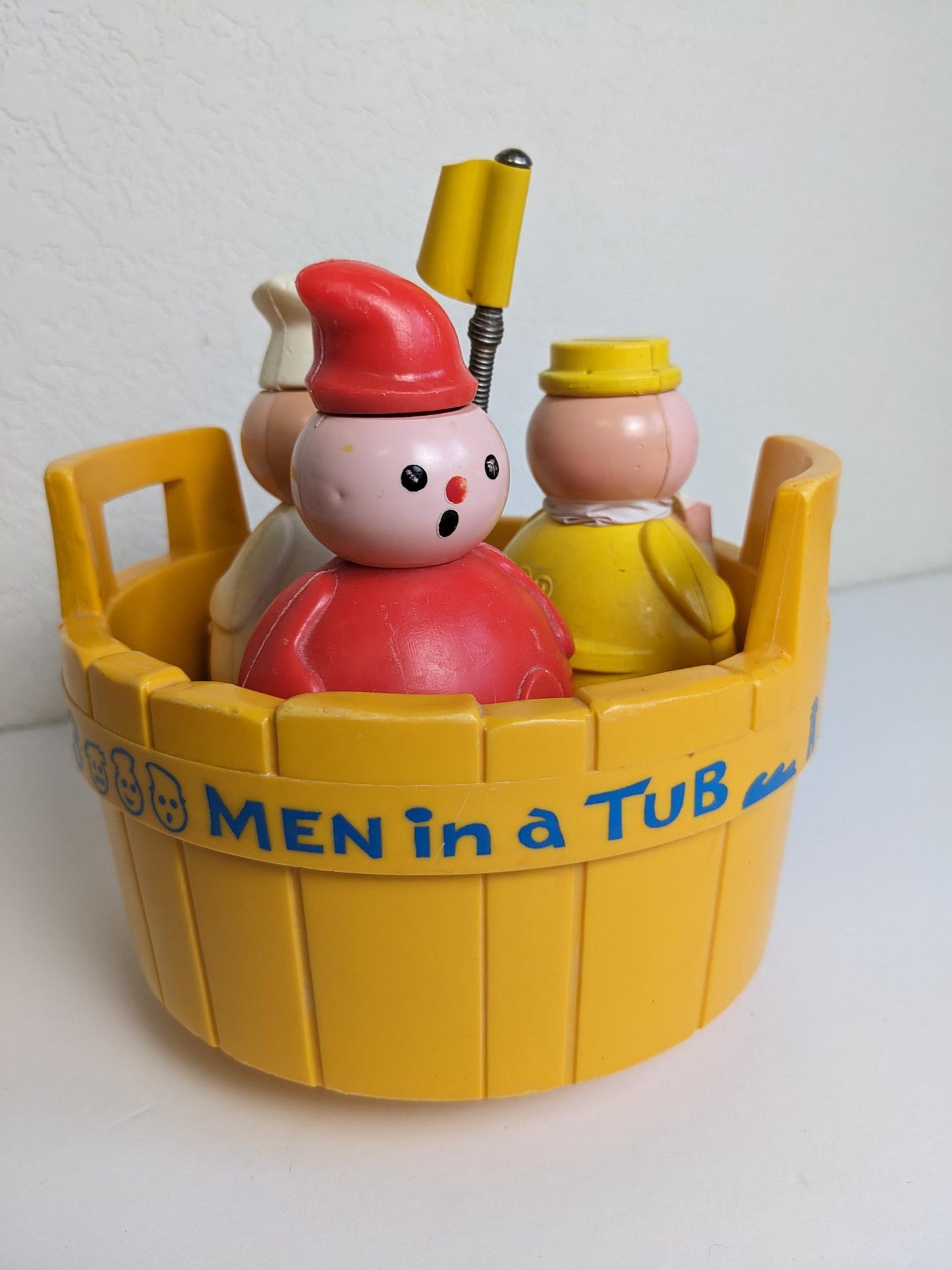 Vintage Fisher Price 3 Men in a Tub with Flag and Bell Sounds Toy