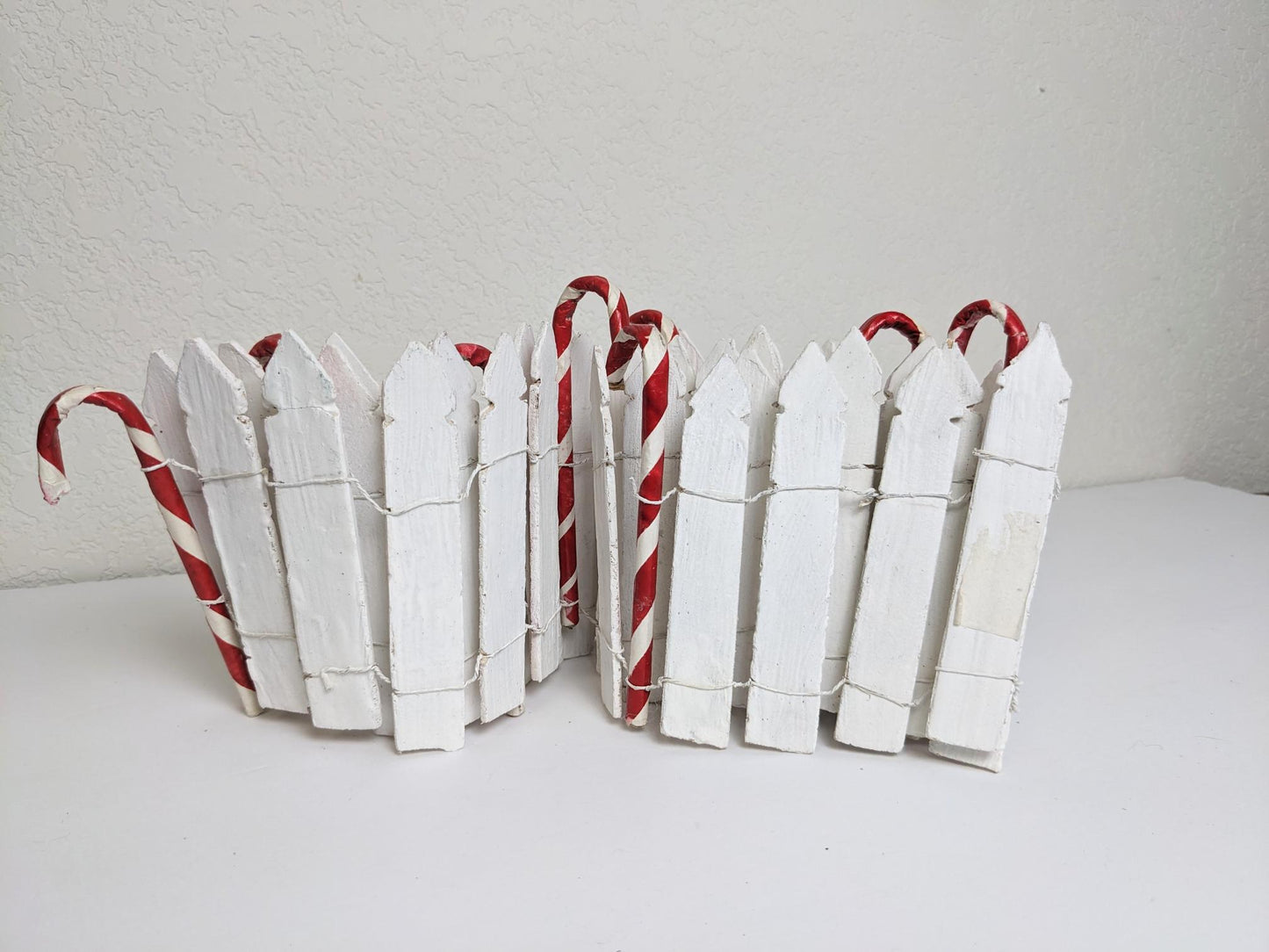 Christmas Village White Picket Fence with Candy Canes Accessory