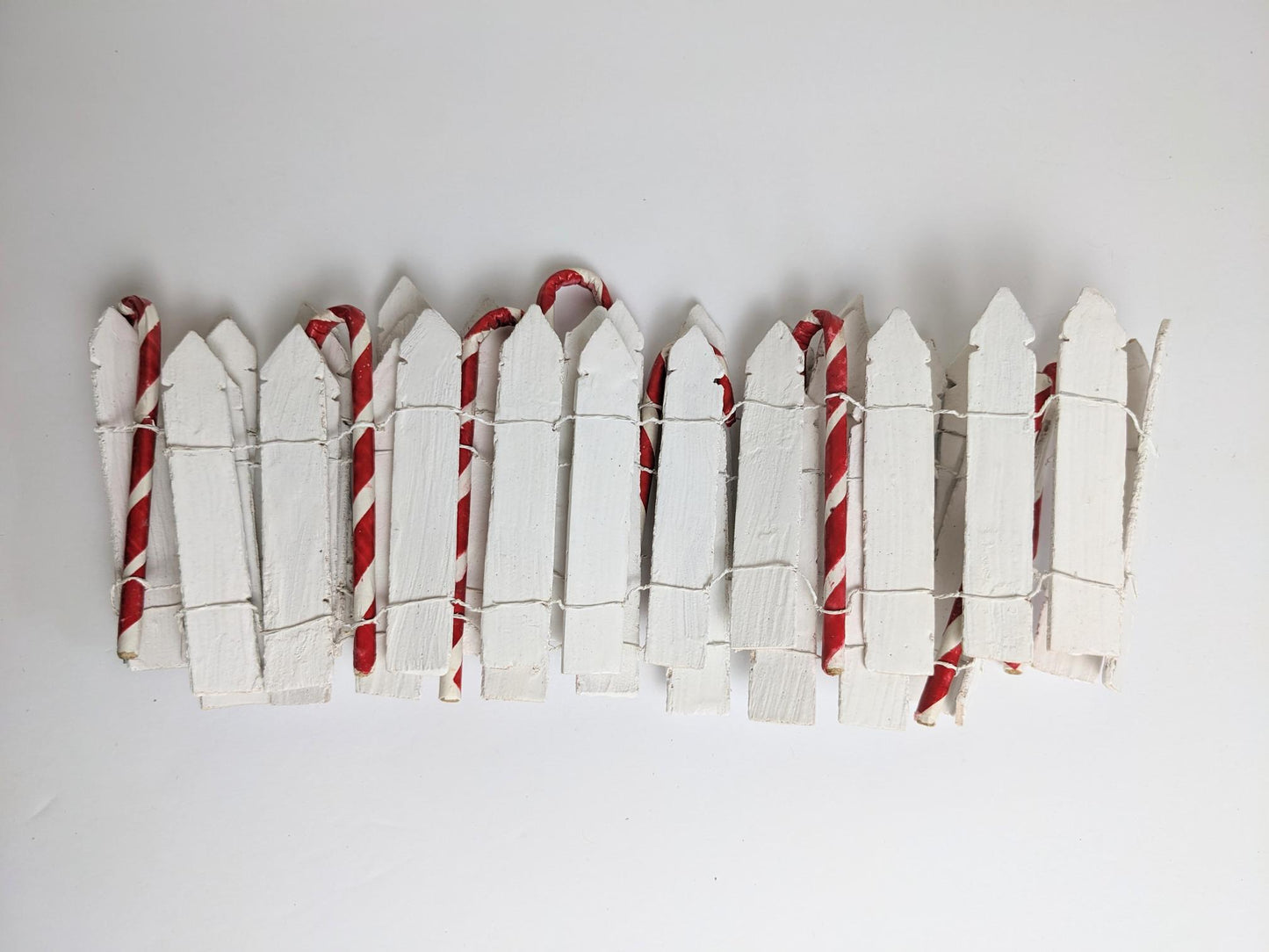 Christmas Village White Picket Fence with Candy Canes Accessory