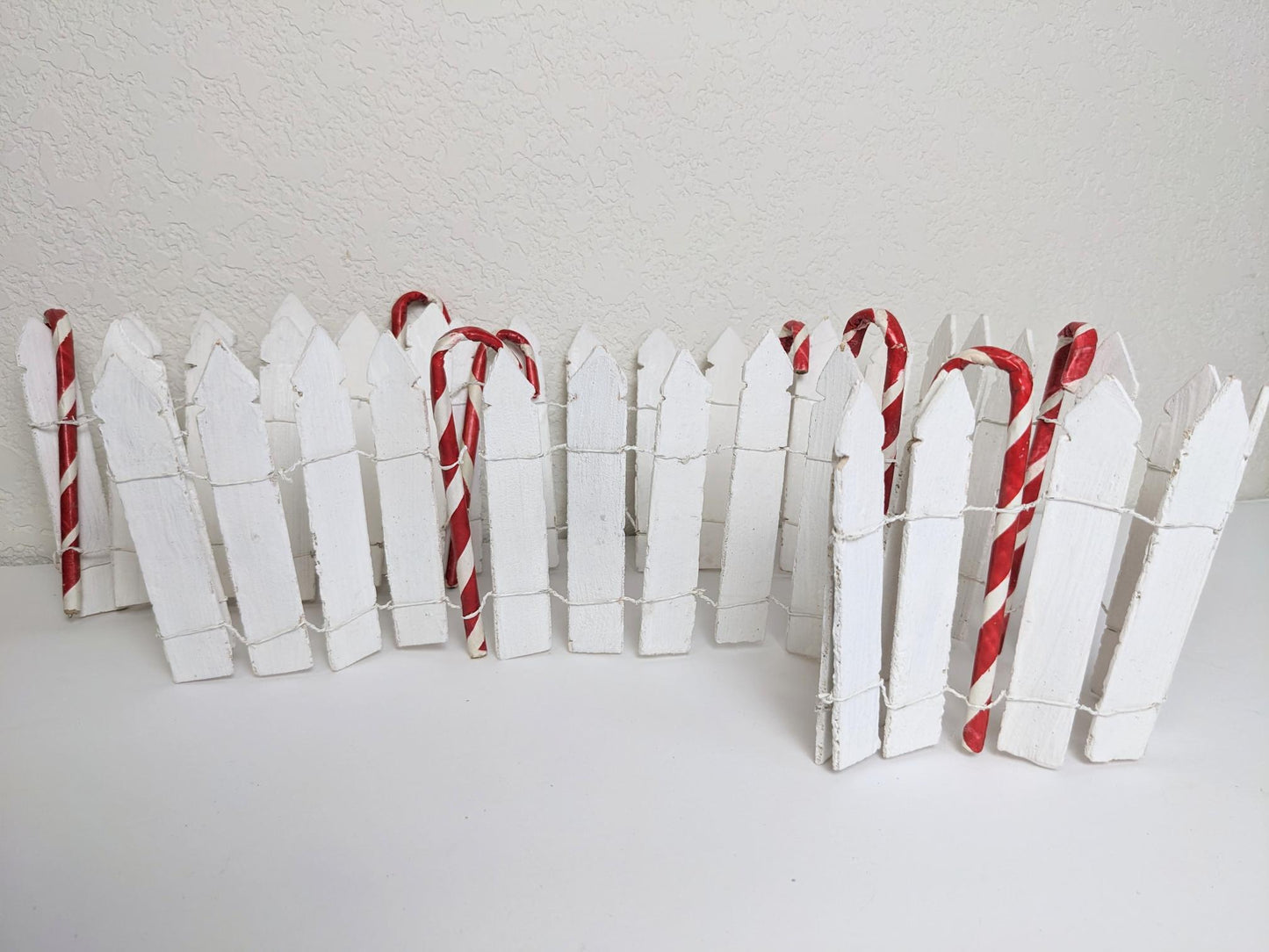 Christmas Village White Picket Fence with Candy Canes Accessory