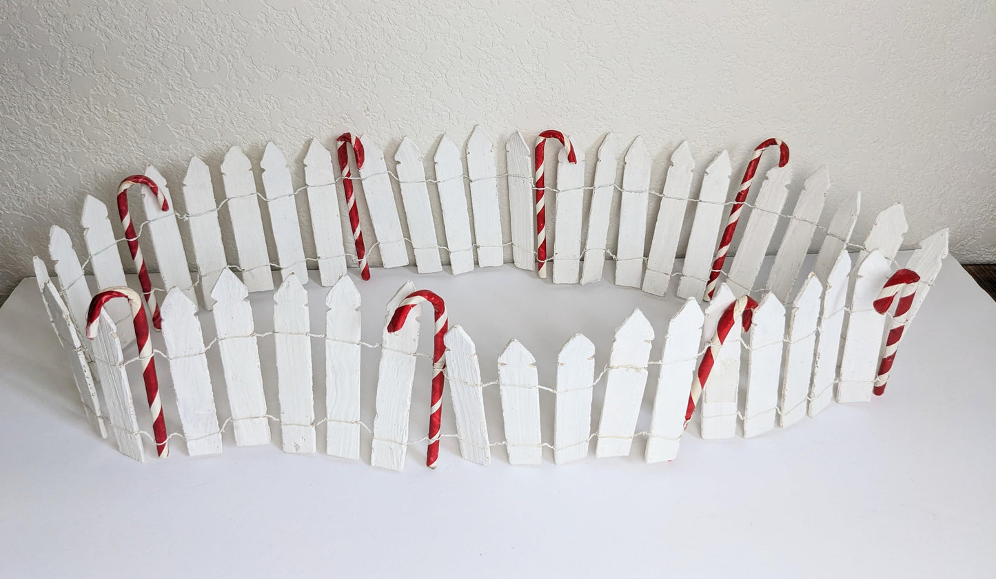 Christmas Village White Picket Fence with Candy Canes Accessory