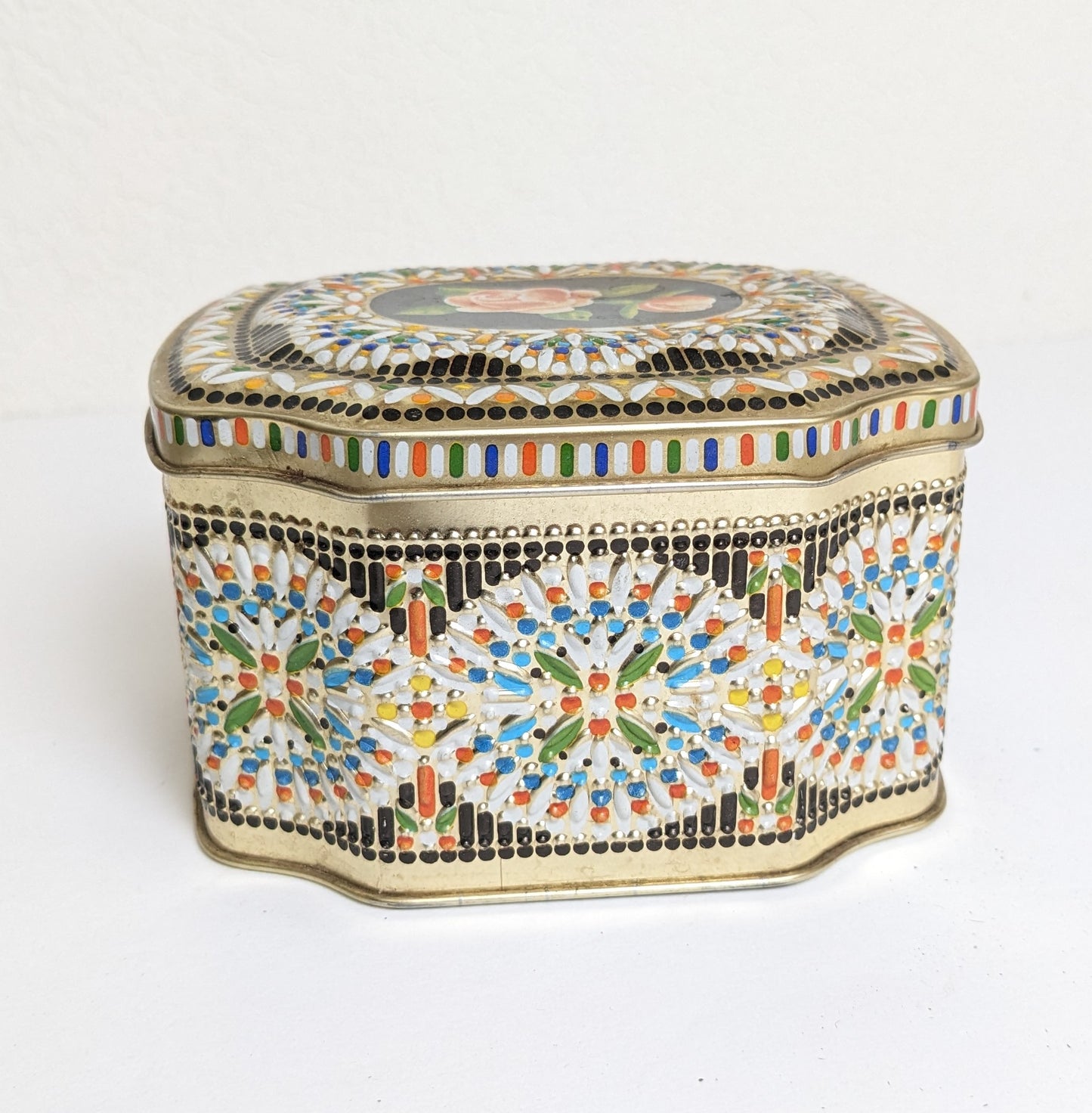 Vintage Rose Embossed Chest Tin Made in England