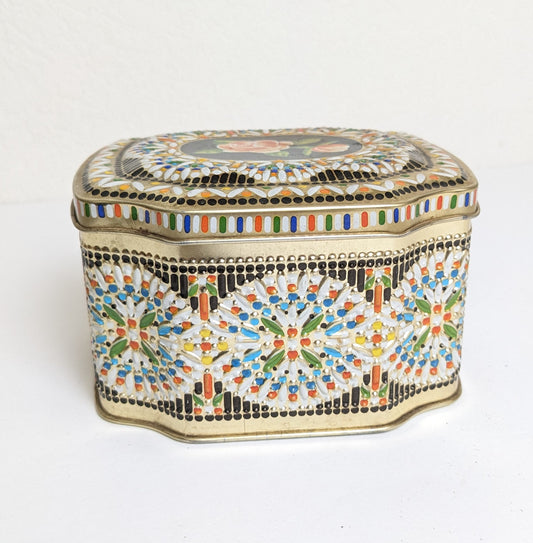 Vintage Rose Embossed Chest Tin Made in England