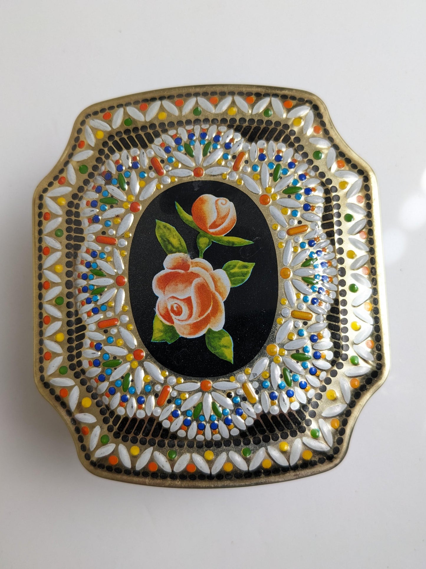 Vintage Rose Embossed Chest Tin Made in England