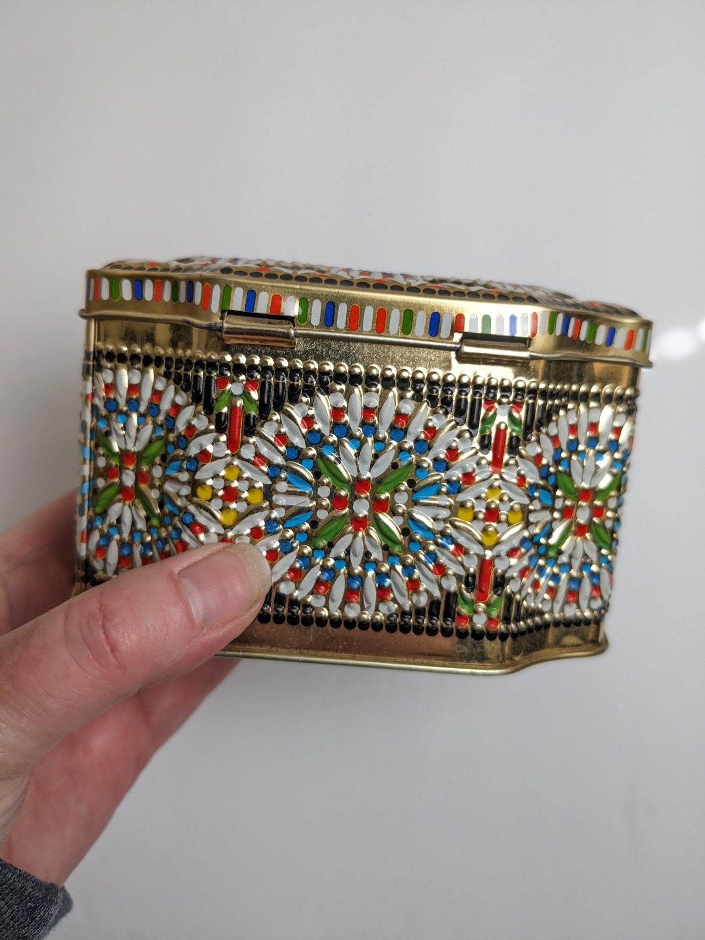 Vintage Rose Embossed Chest Tin Made in England