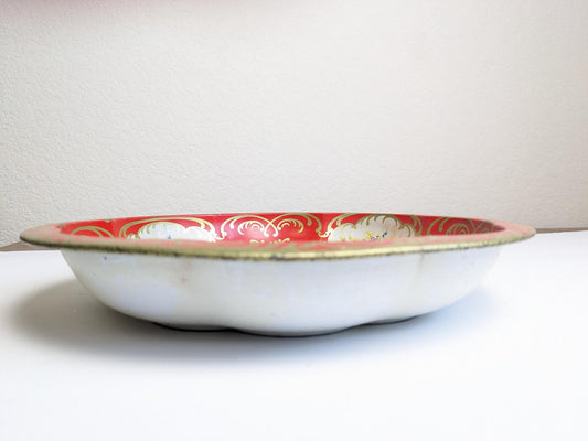 Vintage 1971 Red Floral Daher Decorated Ware Collector Tin Bowl