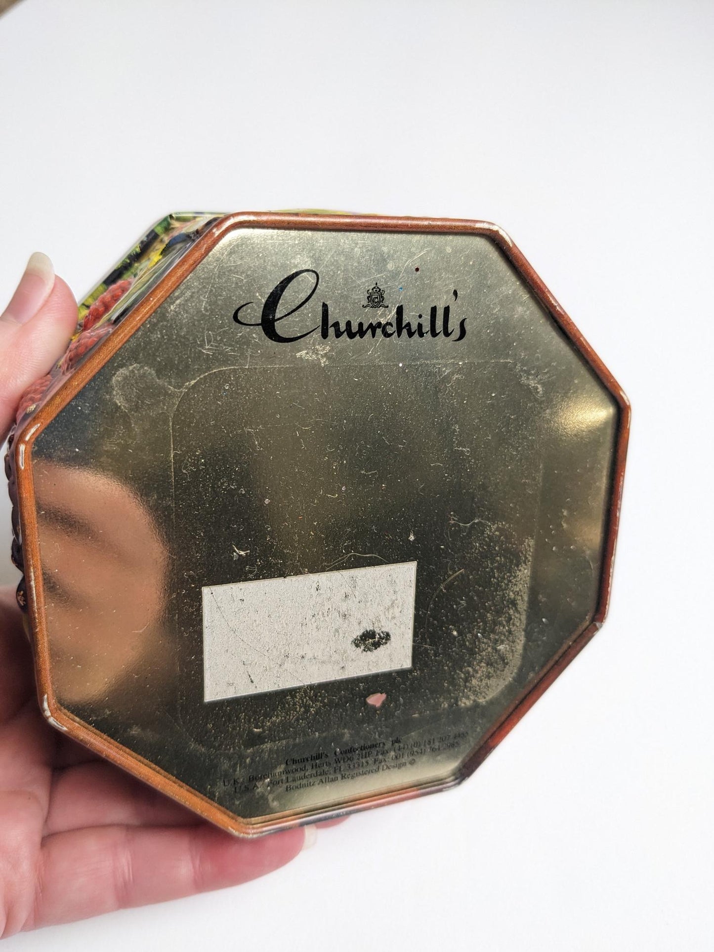 Vintage Churchill's Confectionary Fruit Embossed Tin