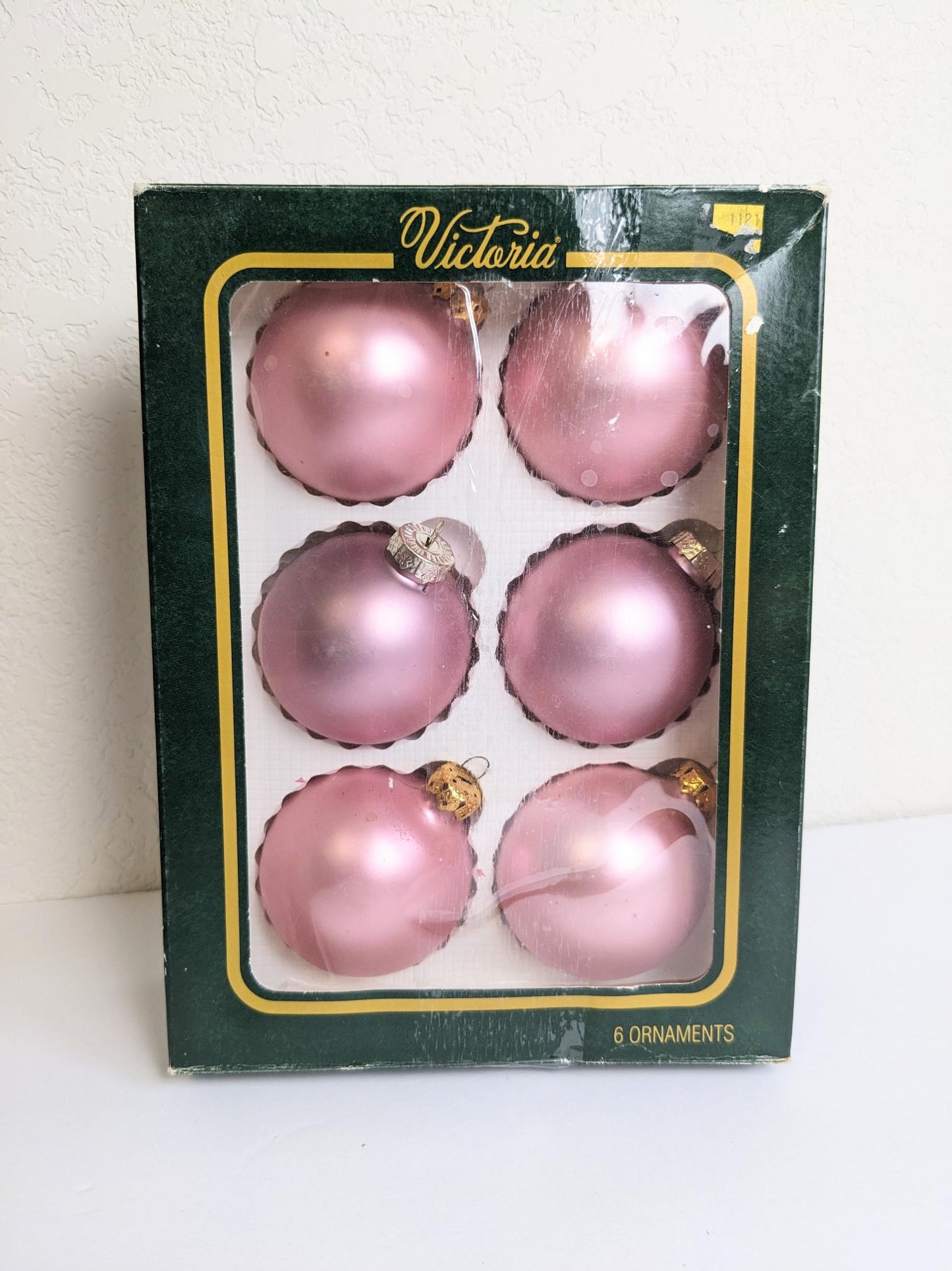 Vintage Pink Glass Christmas Ornament Set