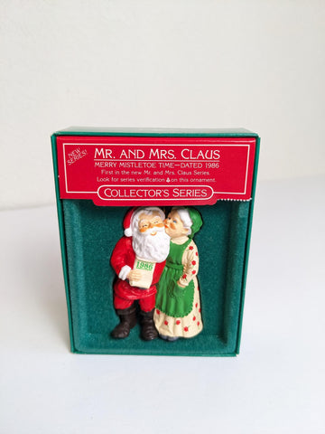 1986 Mr. and Mrs. Claus 'Merry Mistletoe Time' Hallmark Christmas Ornament