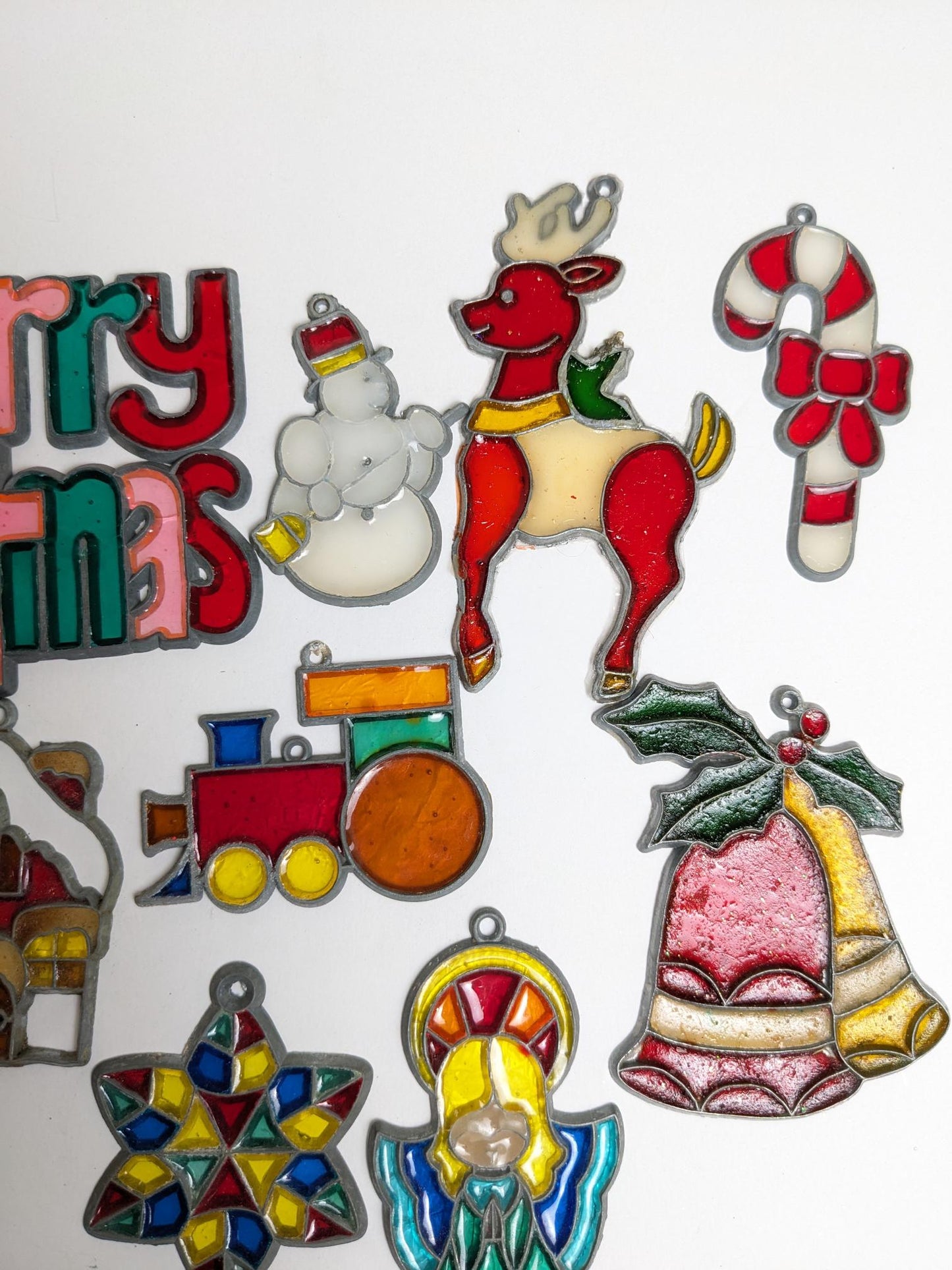1970's Faux Stained-Glass Christmas Ornaments