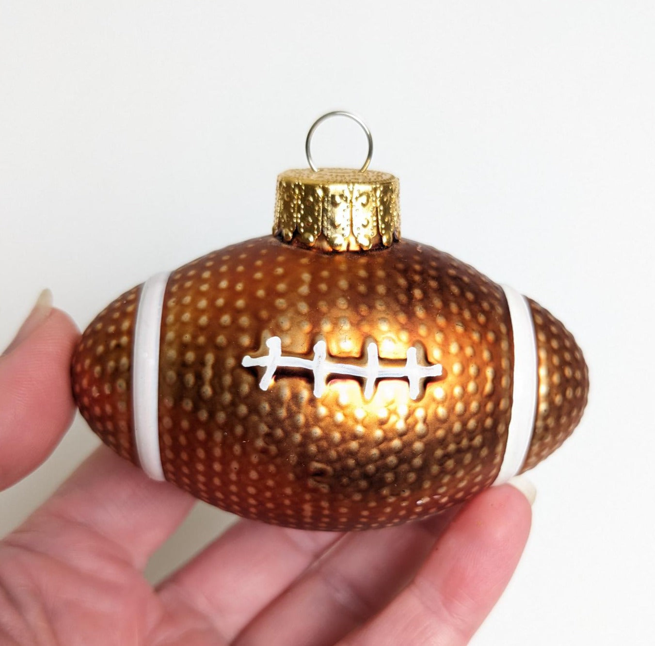 Football Glass Christmas Tree Ornament