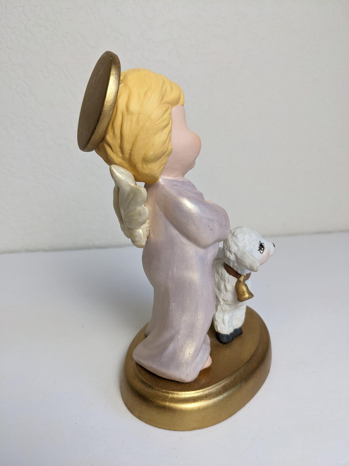 Vintage Ceramic Hand Painted Christmas Angel with Lamb