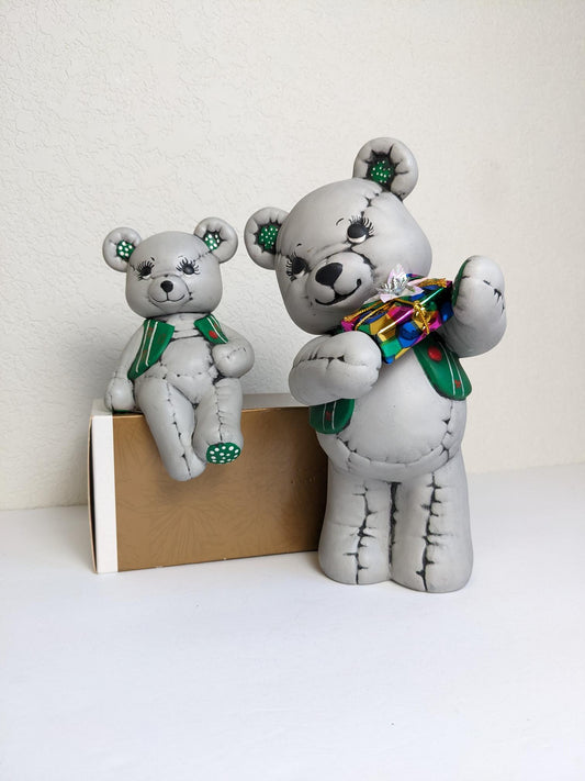 Vintage Ceramic Hand Painted Christmas Bears