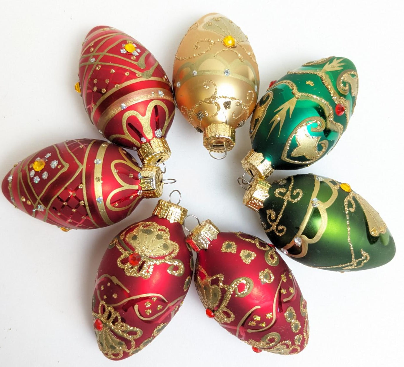 Ornate Egg Shaped Christmas Ornaments