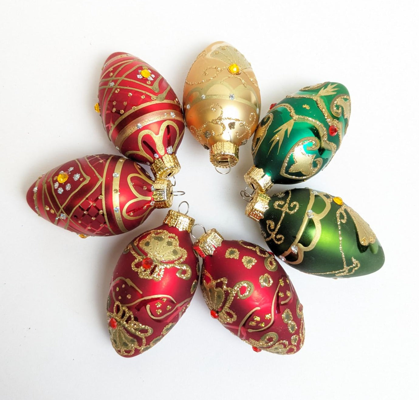 Ornate Egg Shaped Christmas Ornaments