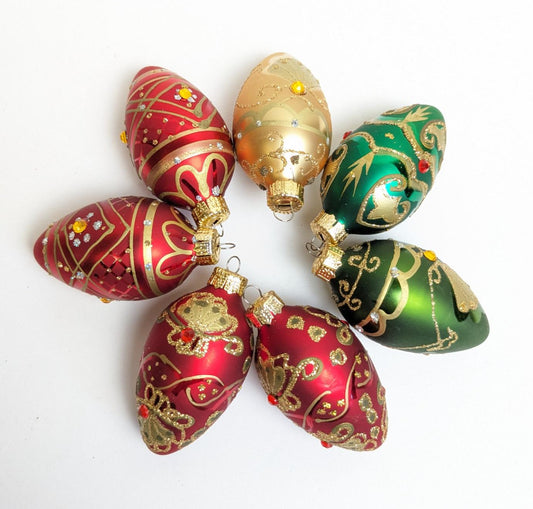 Ornate Egg Shaped Christmas Ornaments