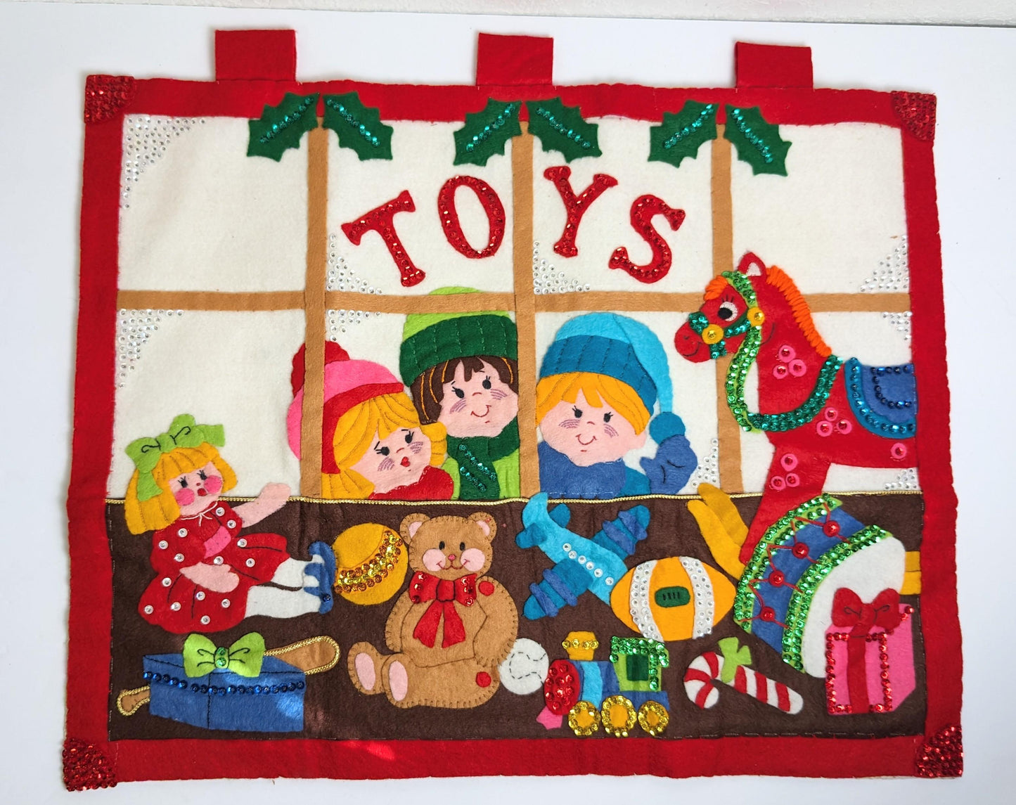 Finished Christmas Toy Store Wall Hanging