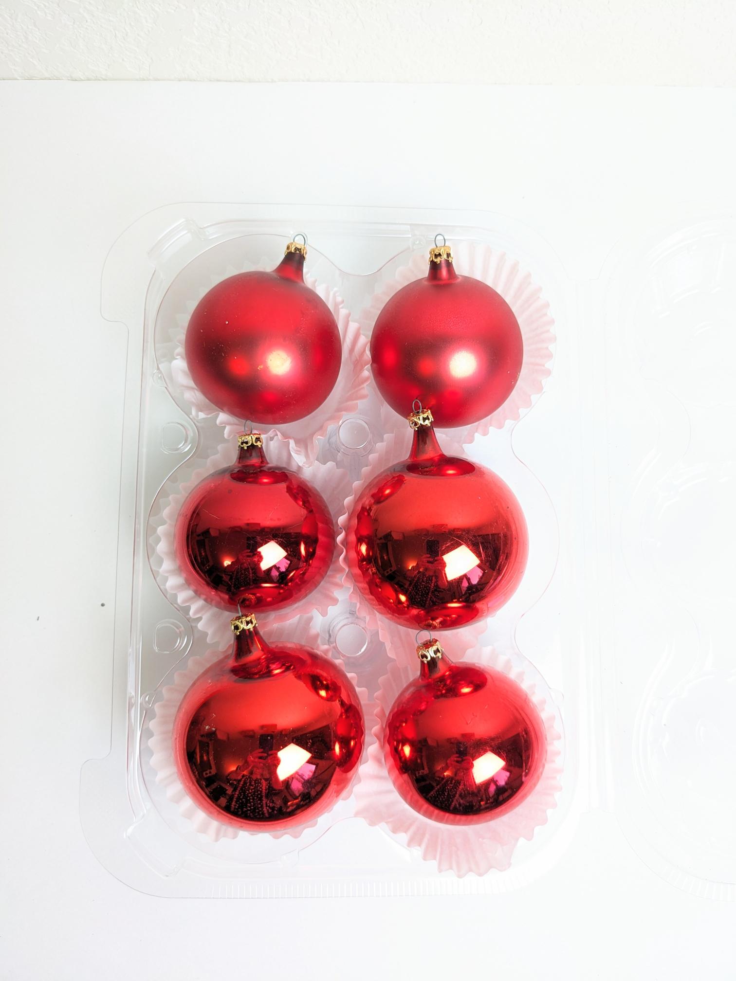Poland Mouth Blown Red Christmas Ornaments
