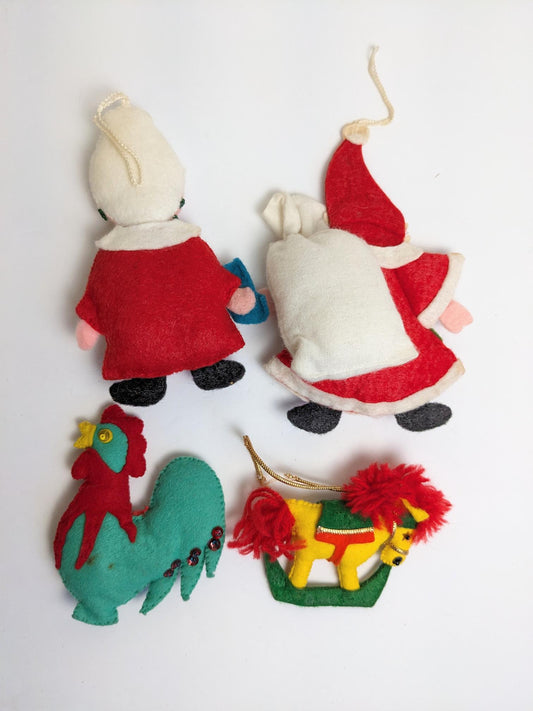 Vintage Fabric Stuffed Animal Christmas Ornaments