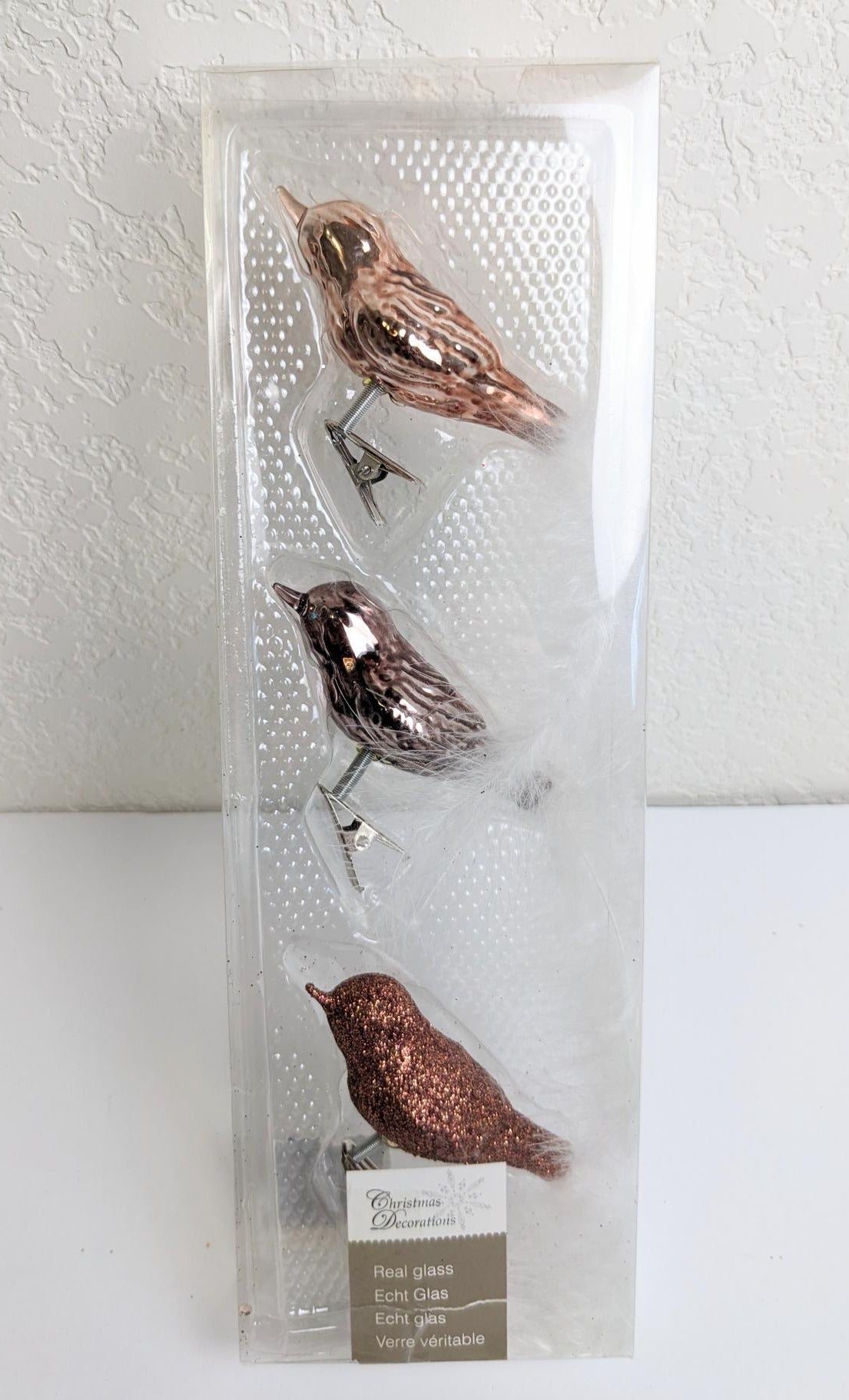 Golden Bird Clip-on Christmas Ornament Set