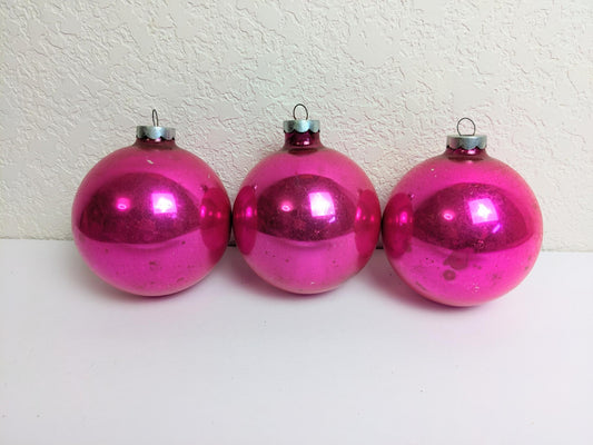 Vintage Hot Pink Large Christmas Ornaments