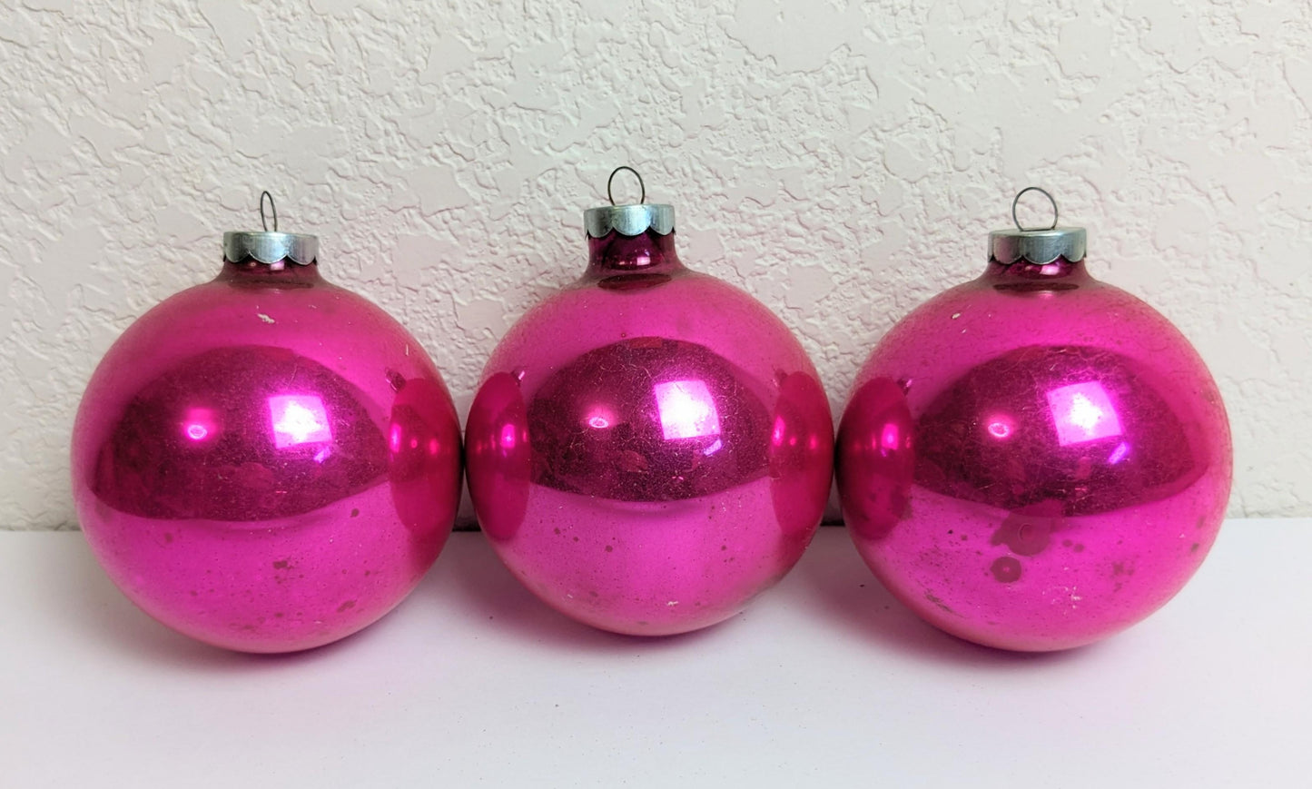 Vintage Hot Pink Large Christmas Ornaments