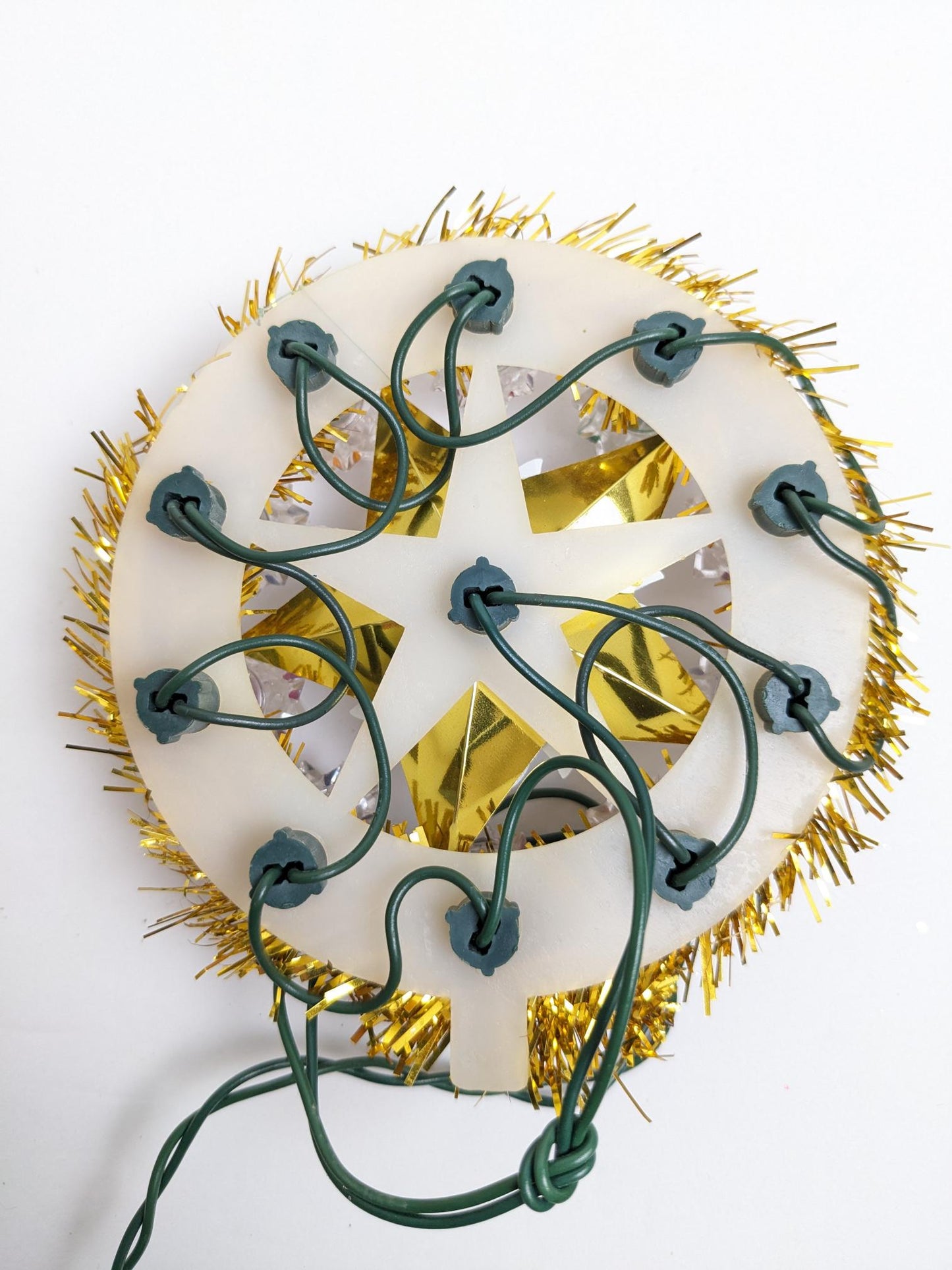 Vintage Small Round Tinsel Light-Up Christmas Tree Topper