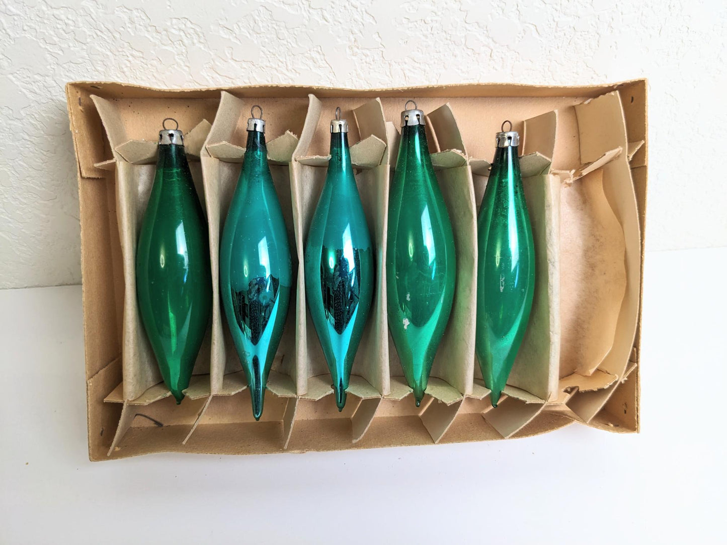 Vintage Green Icicle Christmas Ornaments