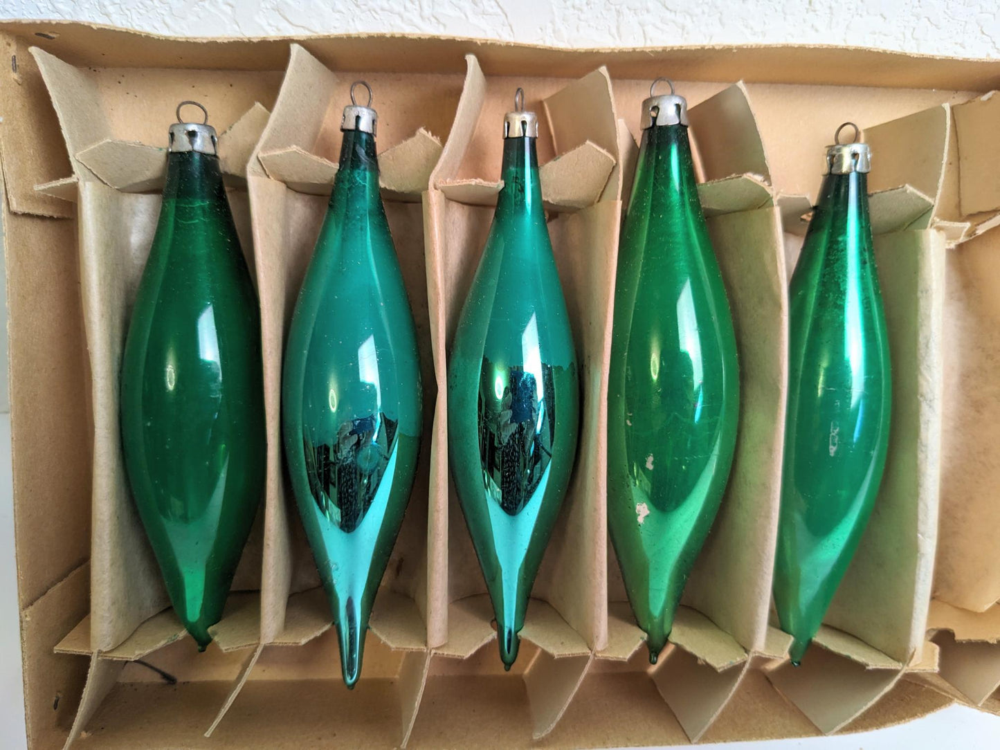 Vintage Green Icicle Christmas Ornaments