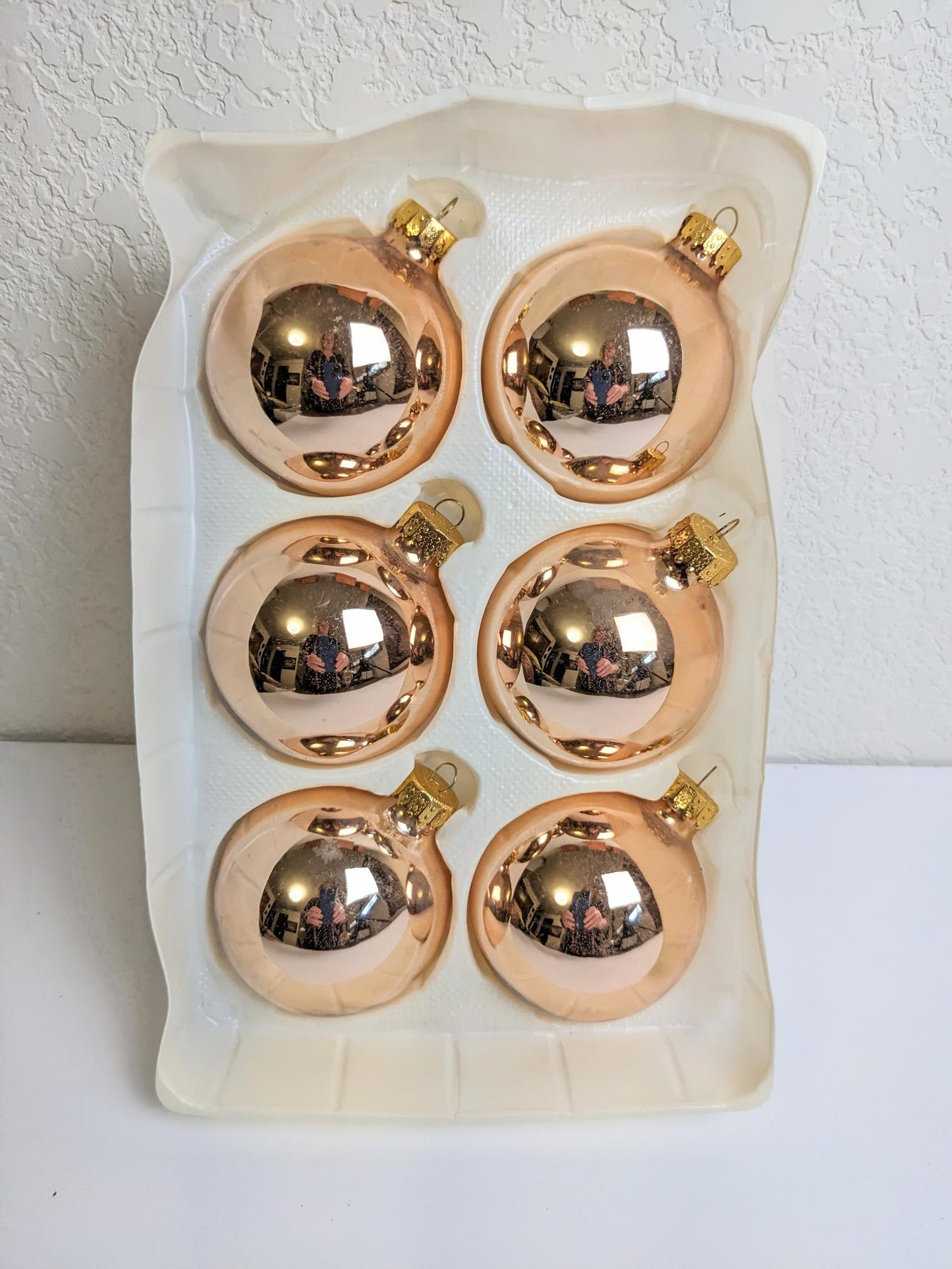 Vintage Rose Gold Christmas Ornament Set