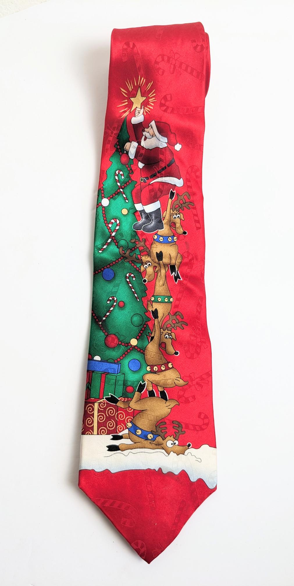 Men's Santa Red Tie Hallmark Christmas Yule Tie Greetings