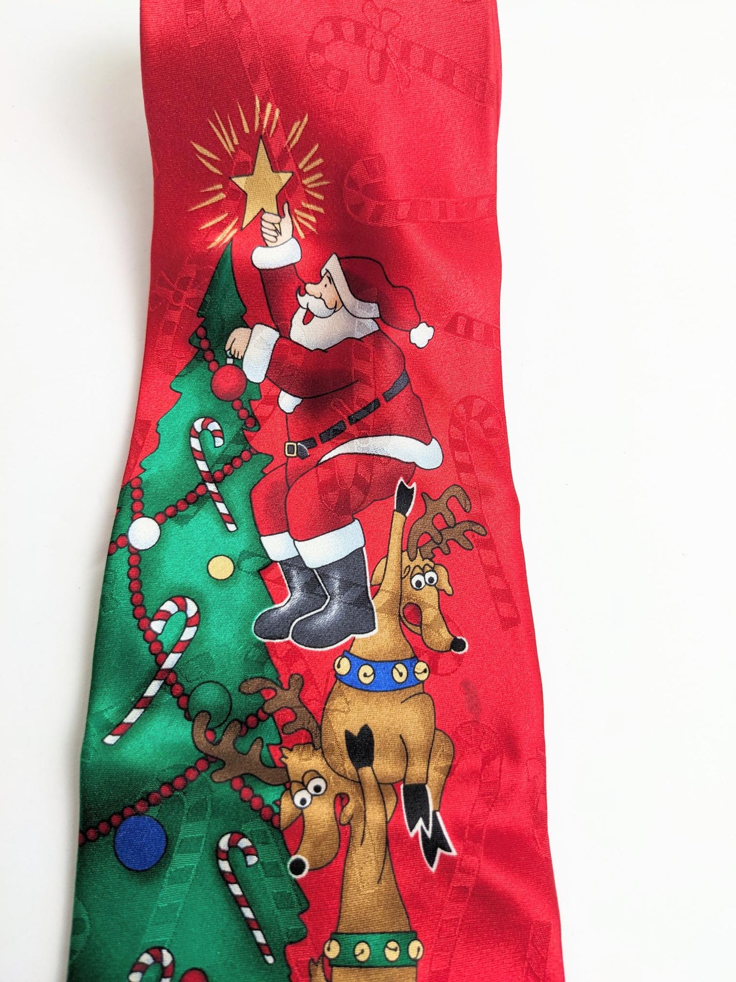 Men's Santa Red Tie Hallmark Christmas Yule Tie Greetings