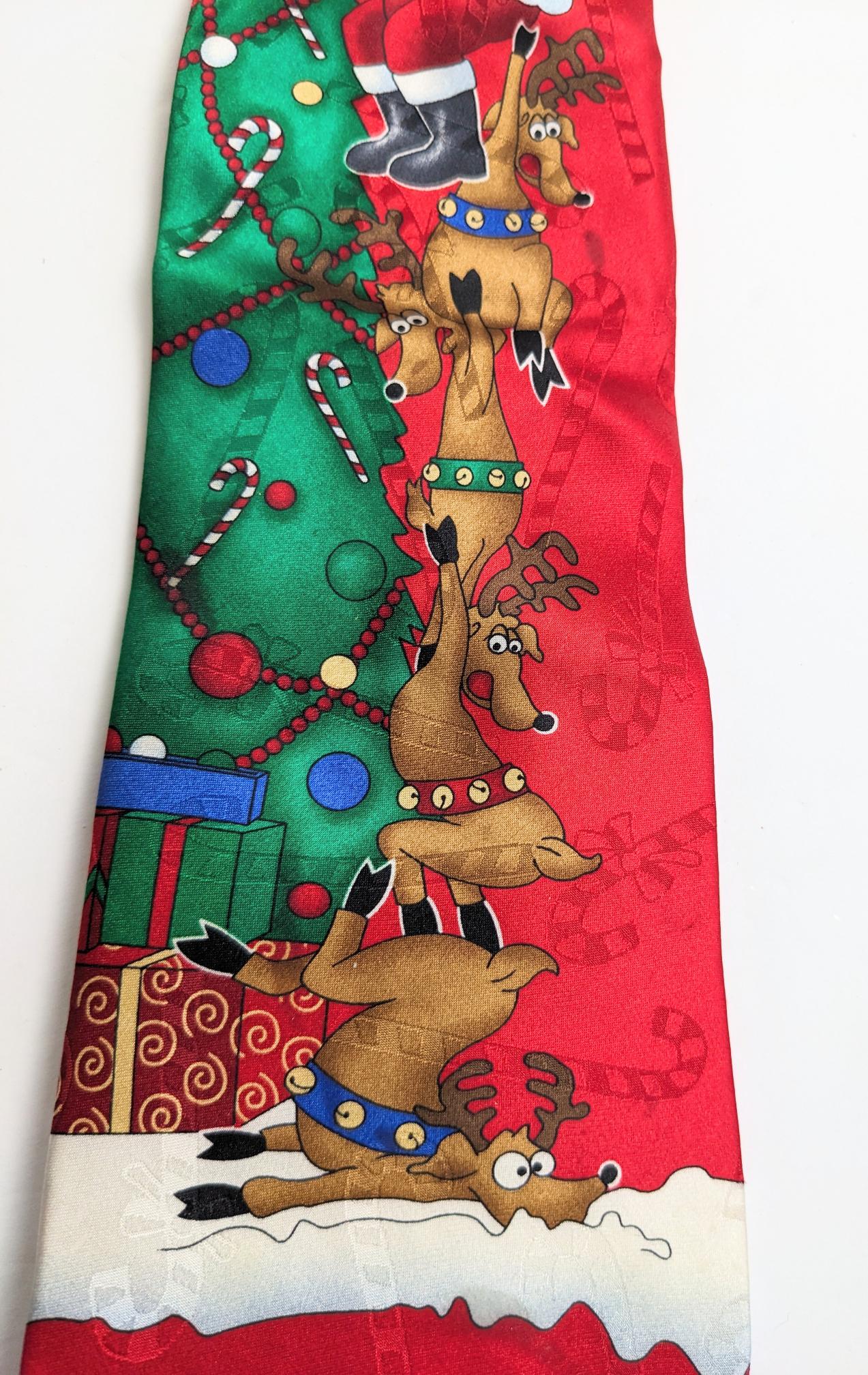 Men's Santa Red Tie Hallmark Christmas Yule Tie Greetings