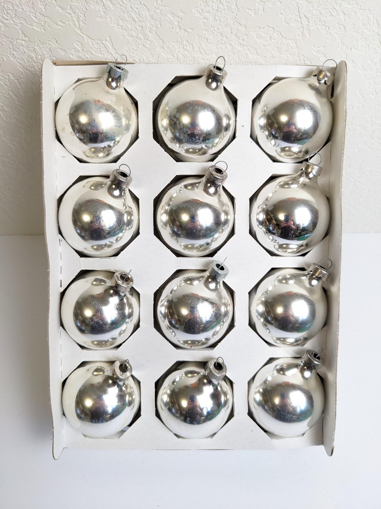 Silver Vintage Holly Christmas Ornaments