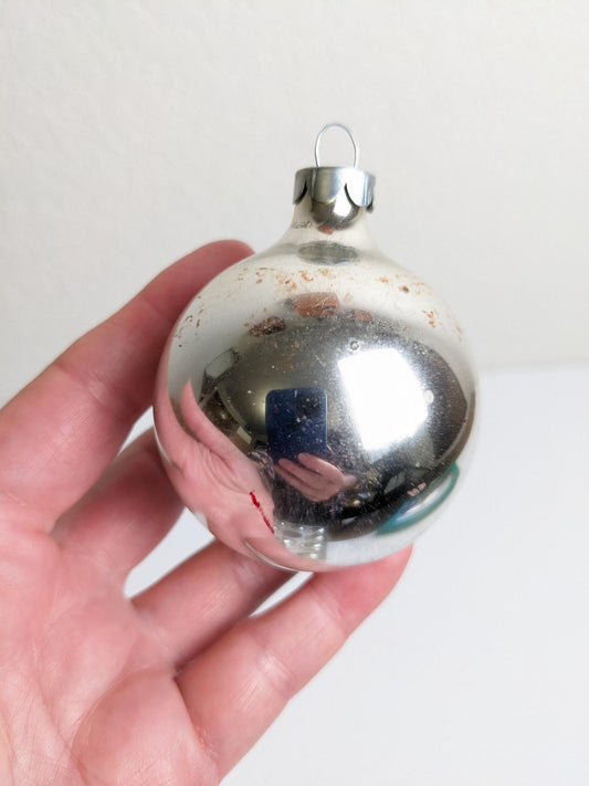 Silver Vintage Holly Christmas Ornaments